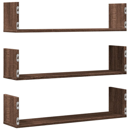 Étagères murales 3pcs chêne marron 80x18x18cm bois d'ingénierie