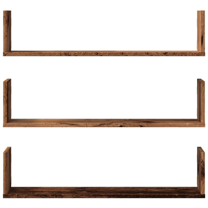 Étagères murales 3 pcs vieux bois 80x18x18 cm bois d'ingénierie