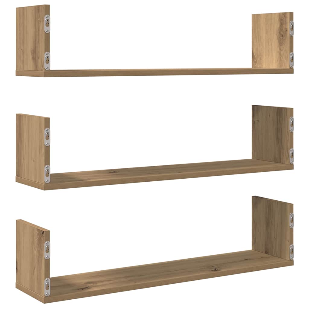 Étagères murales 3 pcs chêne artisanal bois d'ingénierie
