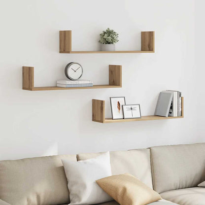 Étagères murales 3 pcs chêne artisanal bois d'ingénierie