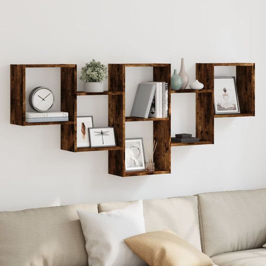 Étagère murale chêne fumé 159x18x66 cm bois d'ingénierie