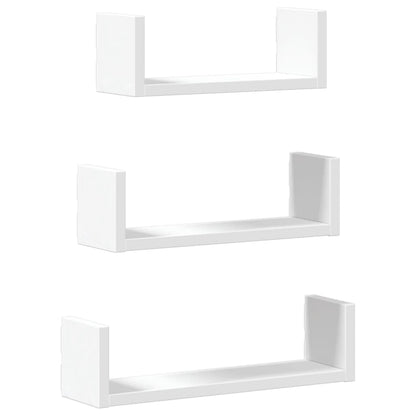 Étagères murales 3 pcs blanc bois d'ingénierie