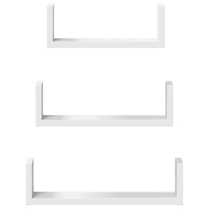 Étagères murales 3 pcs blanc bois d'ingénierie
