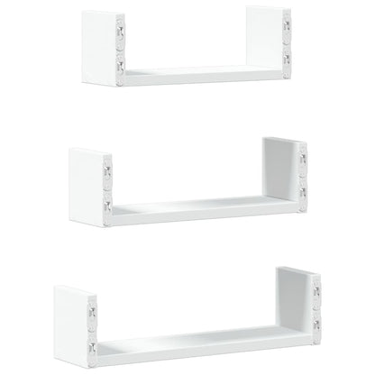 Étagères murales 3 pcs blanc bois d'ingénierie