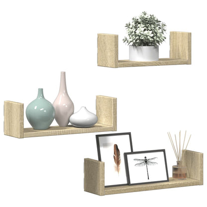 Étagères murales 3 pcs chêne sonoma bois d'ingénierie