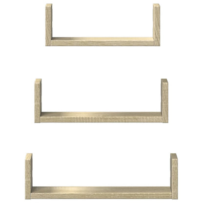 Étagères murales 3 pcs chêne sonoma bois d'ingénierie