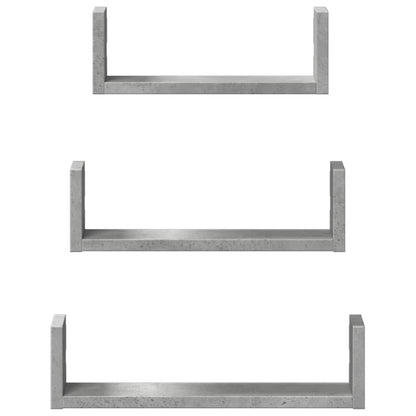 Étagères murales 3 pcs gris béton bois d'ingénierie