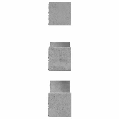 Étagères murales 3 pcs gris béton bois d'ingénierie
