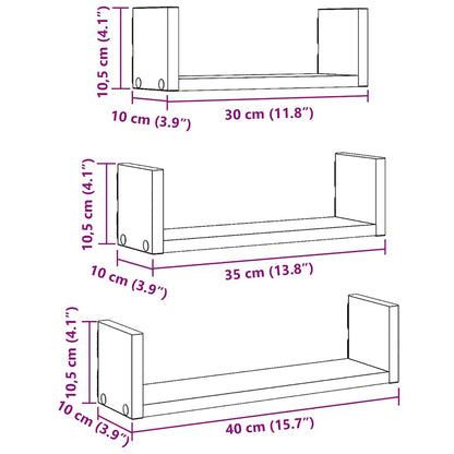 Étagères murales 3 pcs chêne artisanal bois d'ingénierie