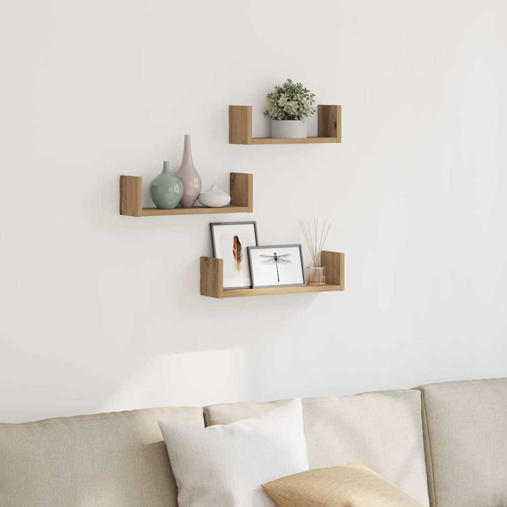 Étagères murales 3 pcs chêne artisanal bois d'ingénierie