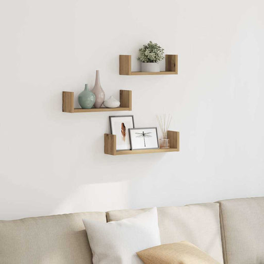 Étagères murales 3 pcs chêne artisanal bois d'ingénierie