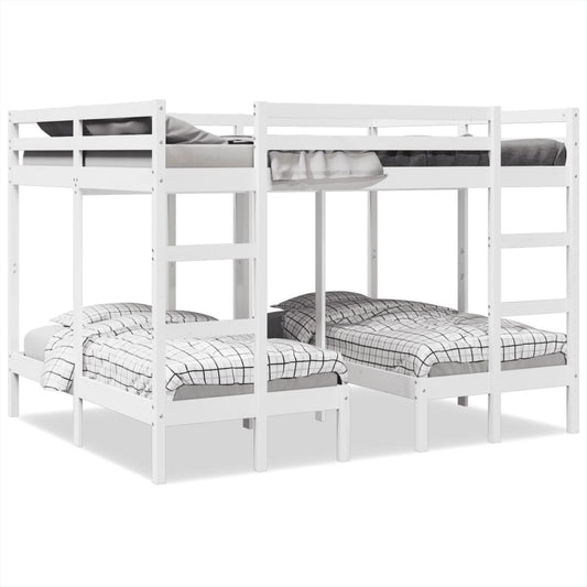 Lit superposé triple blanc 160x200/80x160 cm bois de pin massif