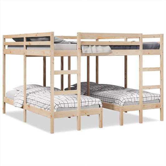 Lit superposé triple 200x200/80x200 cm bois de pin massif