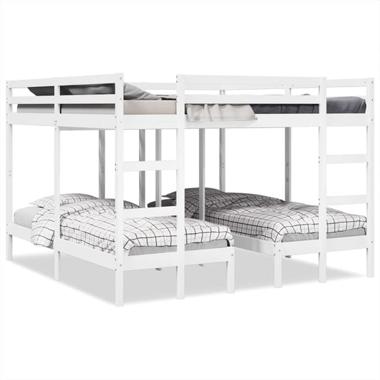 Lit superposé triple blanc 200x200/80x200 cm bois de pin massif
