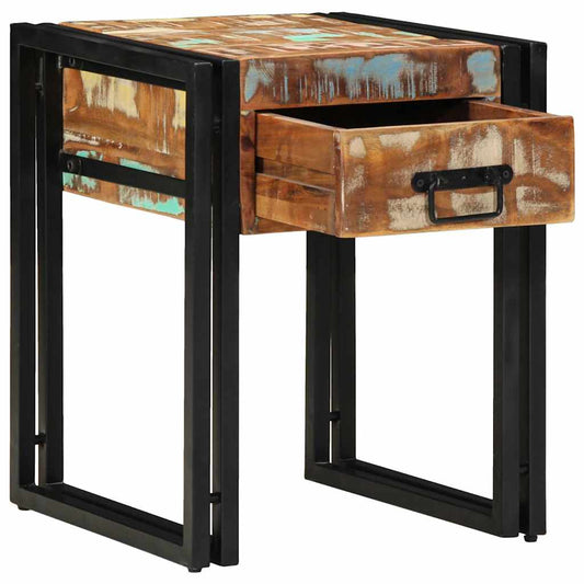 Table d'appoint 40 x 40 x 50 cm bois de récupération massif