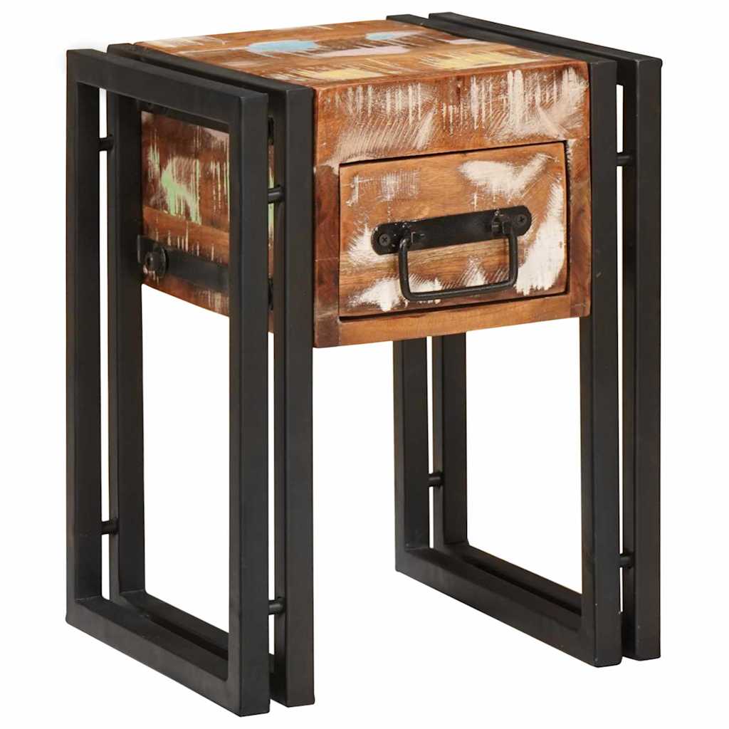 Table d'appoint 30 x 30 x 40 cm Bois recyclé massif et métal