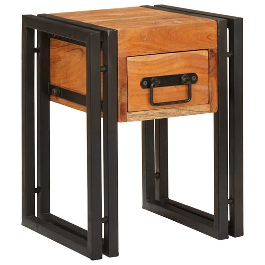 Table d'appoint 30 x 30 x 40 cm Bois d'acacia massif et métal