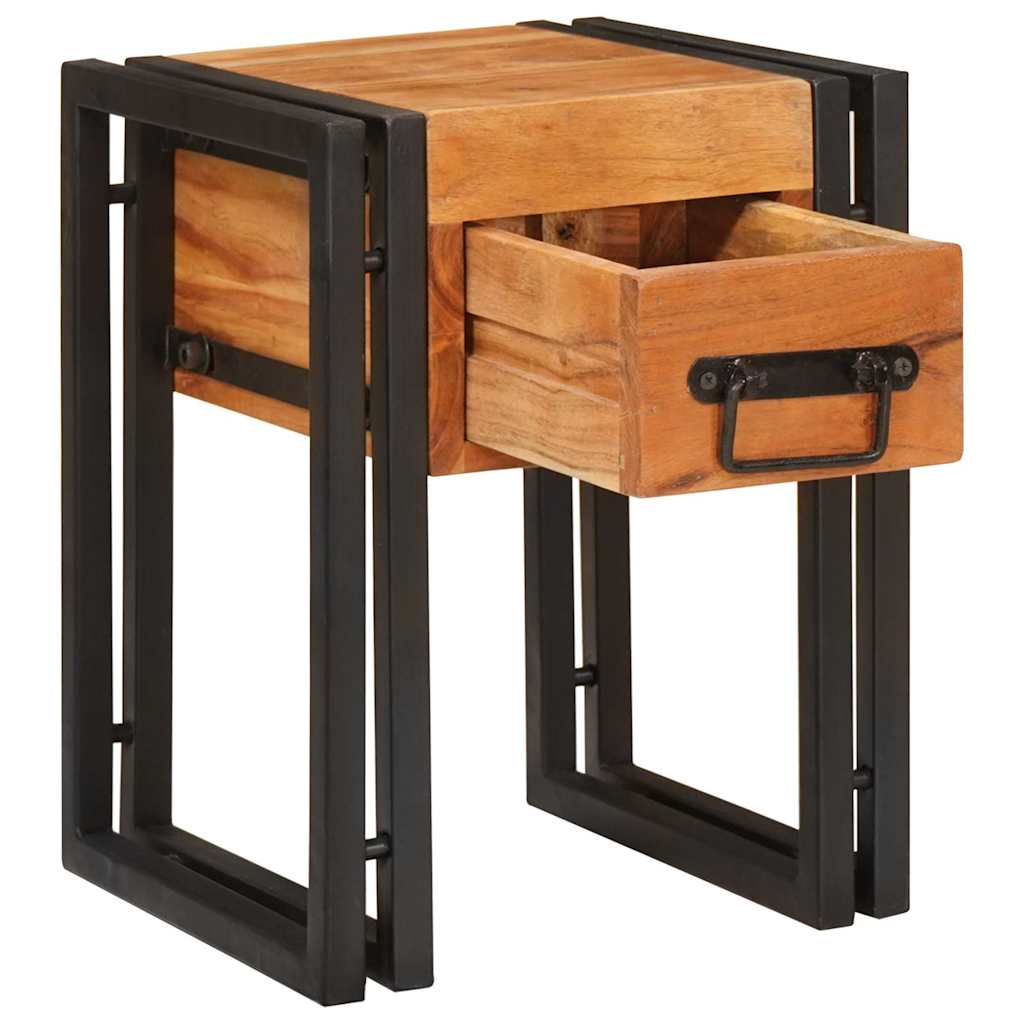 Table d'appoint 30 x 30 x 40 cm Bois d'acacia massif et métal