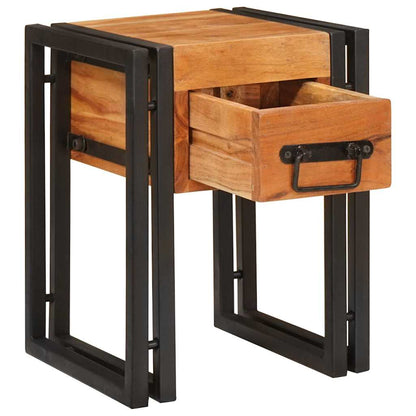 Table d'appoint 30 x 30 x 40 cm Bois d'acacia massif et métal