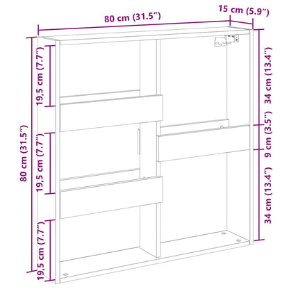 Armoire murale chêne fumé 80x15x80 cm bois d'ingénierie