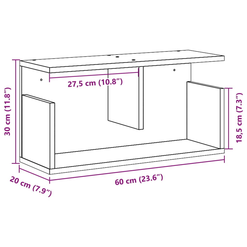 Armoire murale 60x20x30 cm noir bois d'ingénierie