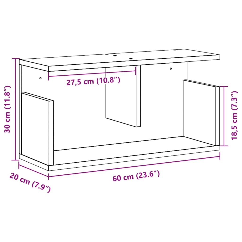 Armoire murale 60x20x30 cm gris béton Bois d'ingénierie
