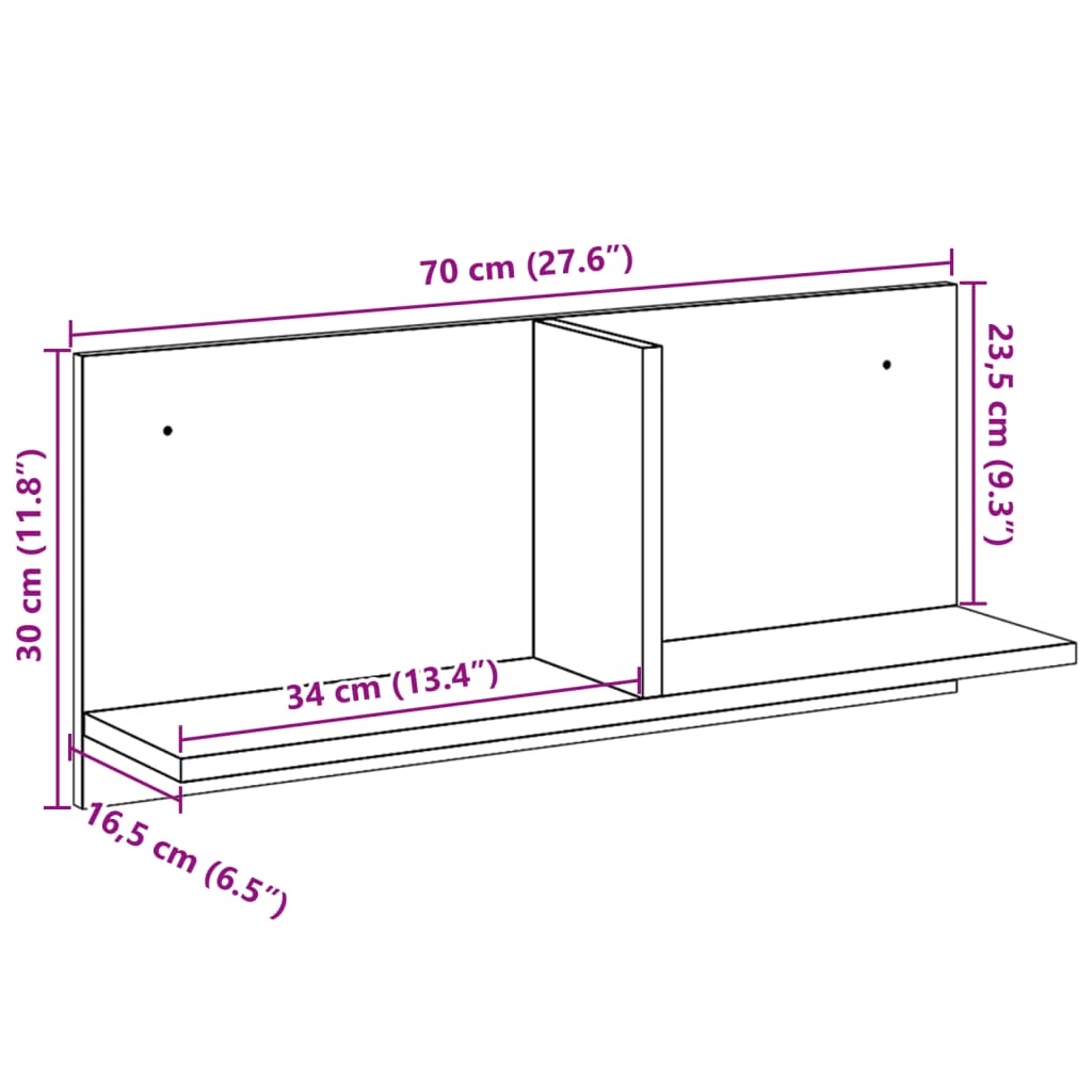 Armoire murale 70x16,5x30 cm blanc bois d'ingénierie