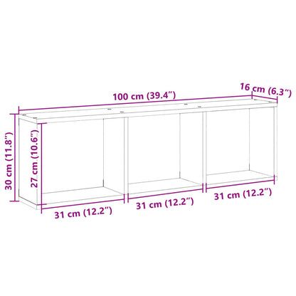 Armoire murale 100x16x30 cm gris béton bois d'ingénierie