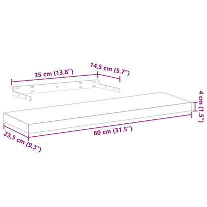 Étagères flottantes 2 pcs 80x23,5x4 cm bois d'ingénierie