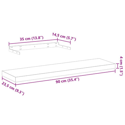 Étagères flottantes 2 pcs 90x23,5x4cm bois d'ingénierie