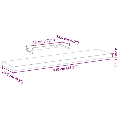 Étagères flottantes 2 pcs 110x23,5x4 cm bois d'ingénierie