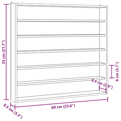 Vitrine de collection en bois avec 6 étagères 60x8,5x55 cm