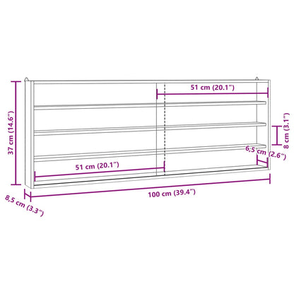 Vitrine de collection en bois avec portes 100x8,5x37 cm