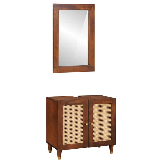 Mobilier de salle de bain 2 pcs 62 x 33 x 58 cm Bois de mangue massif