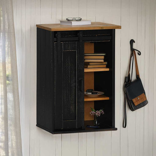 Armario colgante HALDEN con puerta corredera, negro, 49x22,5x70 cm
