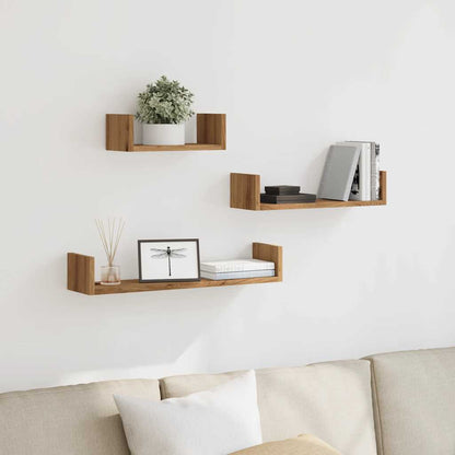 Étagères murales 3 pcs chêne artisanal bois d'ingénierie