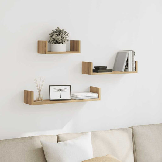 Étagères murales 3 pcs chêne artisanal bois d'ingénierie