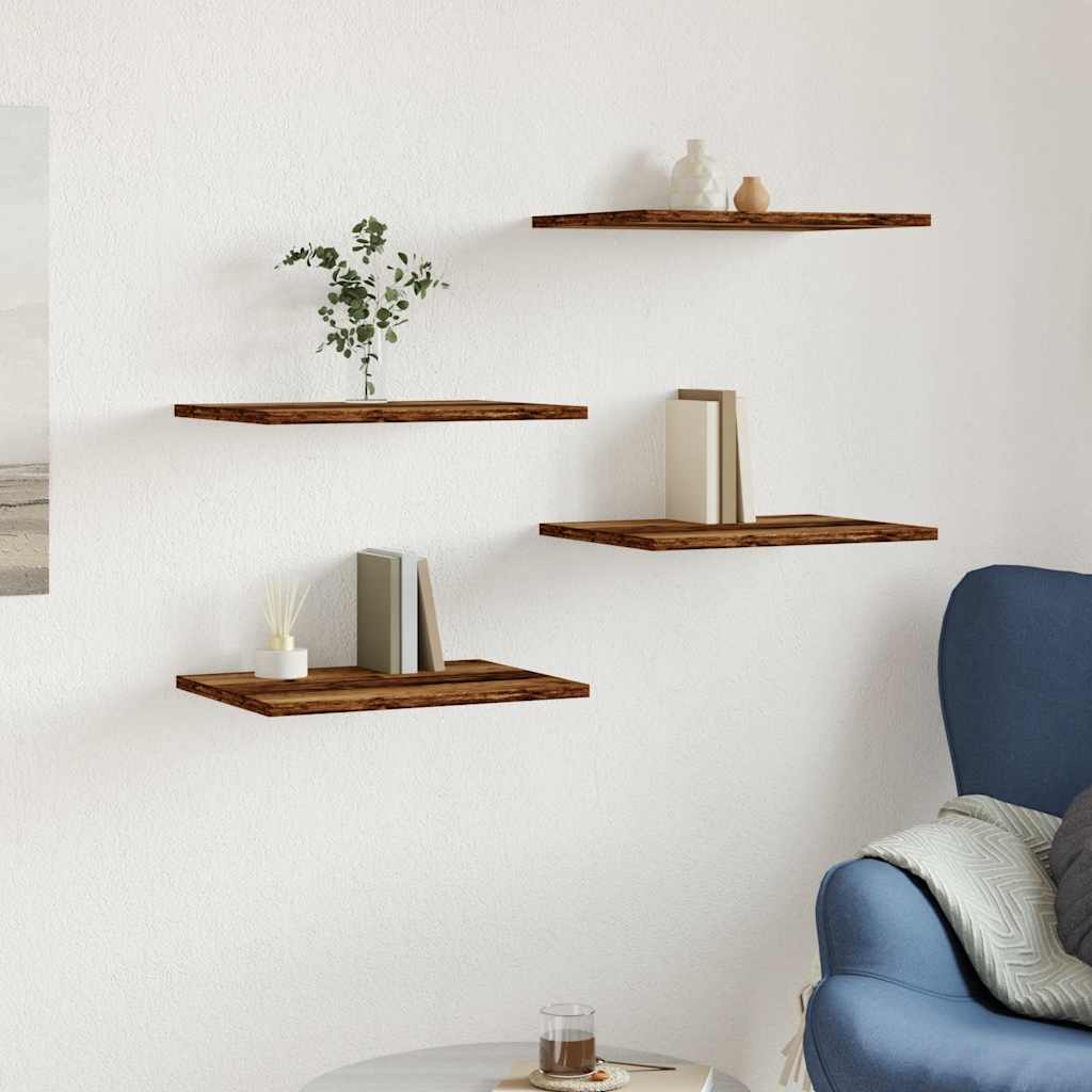 Panneaux de bibliothèque 4 pcs vieux bois 40x30x1,5 cm