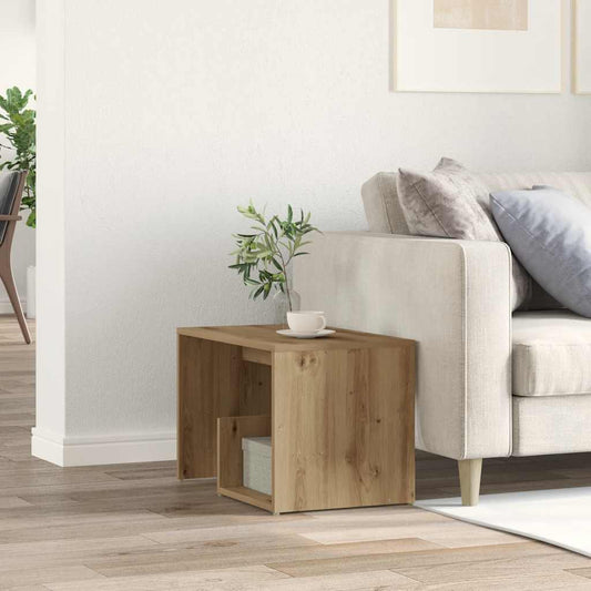 Table d'appoint chêne artisanal 59x36x38 cm bois d'ingénierie