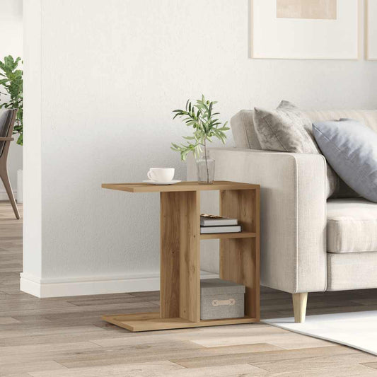 Table d'appoint chêne artisanal 50x30x50 cm bois d'ingénierie