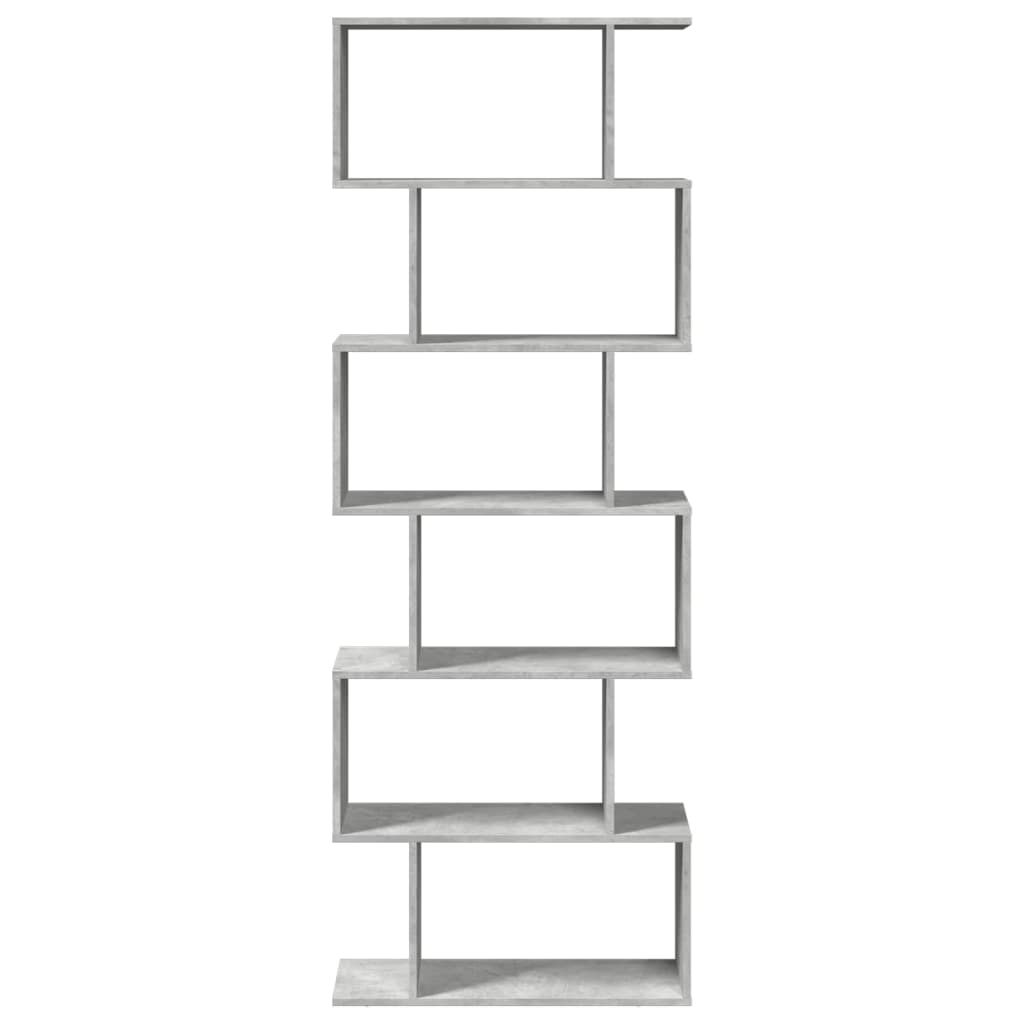 Étagère séparatrice de pièce à 6 niveaux gris béton 70x24x193cm