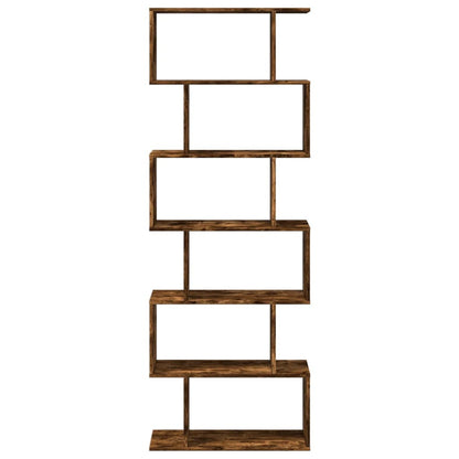 Étagère séparatrice de pièce à 6 niveaux chêne fumé 70x24x193cm