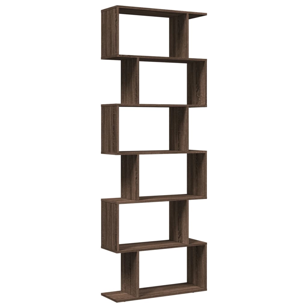 Étagère séparatrice de pièce 6 niveaux chêne marron 70x24x193cm