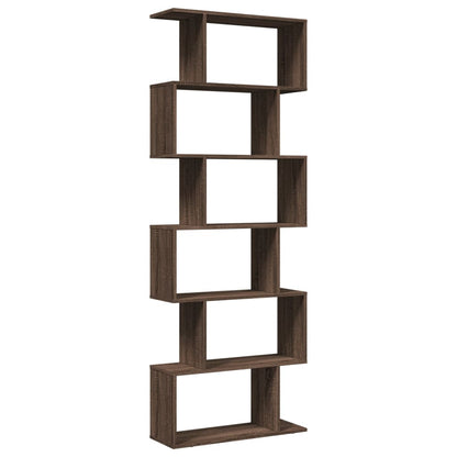 Étagère séparatrice de pièce 6 niveaux chêne marron 70x24x193cm