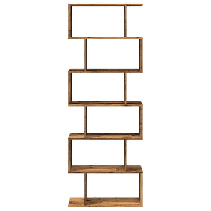 Étagère séparatrice de pièce à 6 niveaux vieux bois 70x24x193cm