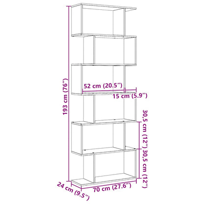 Étagère séparatrice de pièce à 6 niveaux chêne artisanal