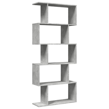 Étagère séparatrice de pièce à 5 niveaux gris béton 70x24x161cm