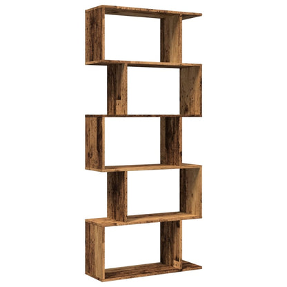 Étagère séparatrice de pièce à 5 niveaux vieux bois 70x24x161cm
