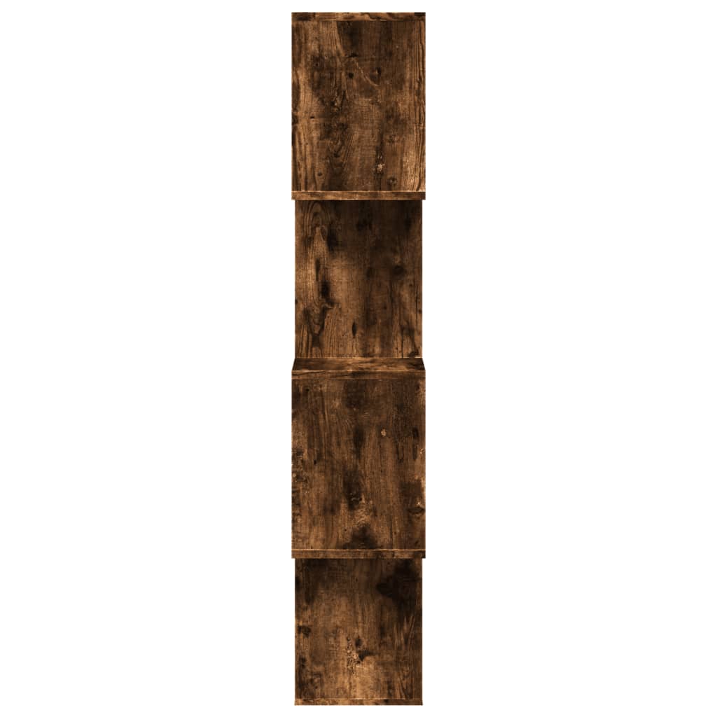 Étagère séparatrice de pièce à 4 niveaux chêne fumé 70x24x129cm