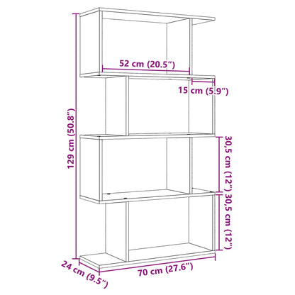 Étagère séparatrice de pièce 4 niveaux sonoma gris 70x24x129 cm